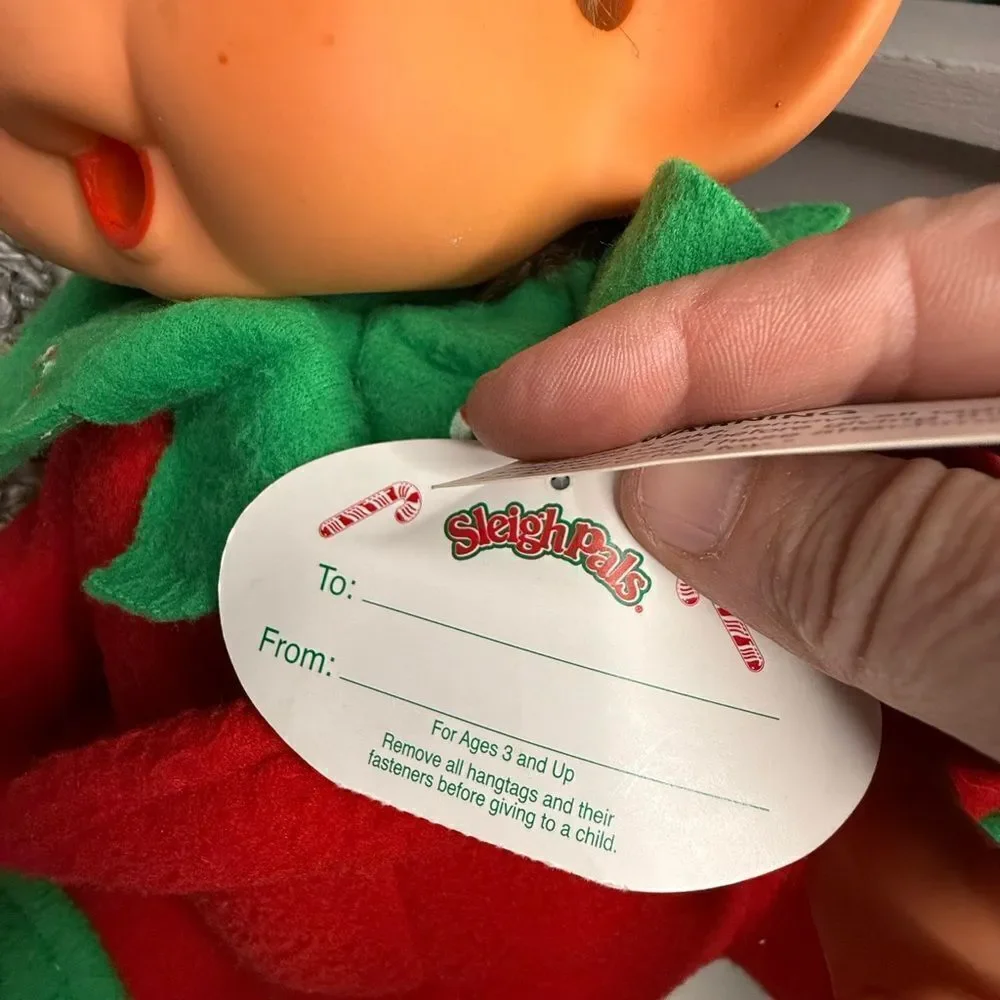 Vtg Large Monchhichi Christmas Open Close Eyes Thumb Sucking Plush Monkey  Tags